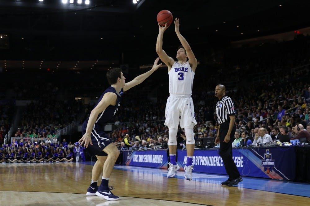 After missing all four of his 3-pointers Thursday against UNC-Wilmington, Grayson Allen hit four triples in the first half against the Bulldogs.