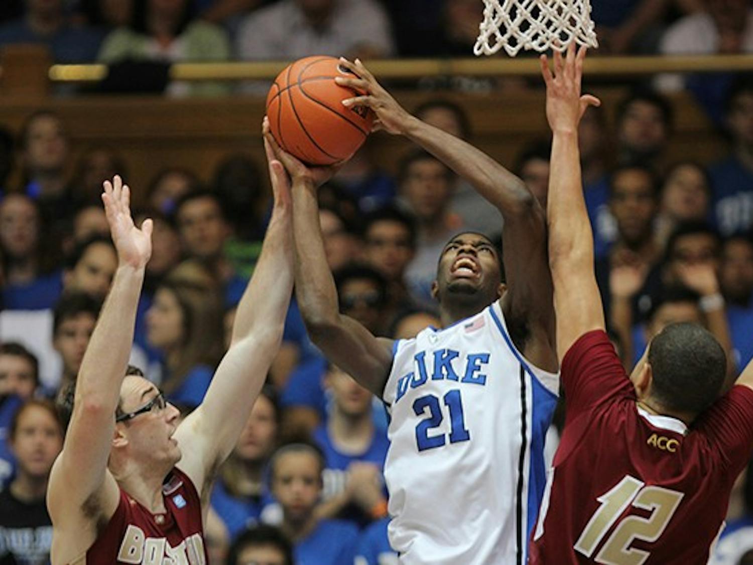 The No. 5 Duke men's basketball team defeated Boston College 89-68, led by a career-high 27 points from freshman guard Rasheed Sulaimon.