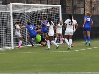 Redshirt junior Danielle Duhl notched her first career goal off of a corner kick Sunday, but the Blue Devils could not add on as California held on for a 3-1 win.