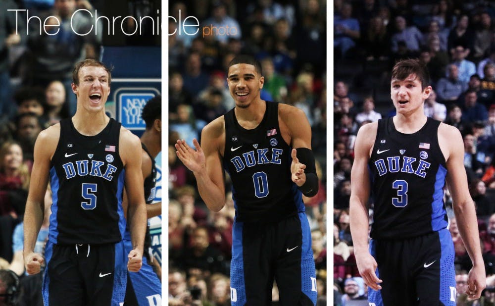 <p>The Blue Devils' top three scorers were at their best again in their third game in three days, leading Duke back to the ACC tournament title game for the first time since 2014.&nbsp;</p>