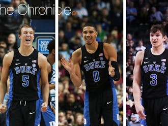 The Blue Devils' top three scorers were at their best again in their third game in three days, leading Duke back to the ACC tournament title game for the first time since 2014.&nbsp;