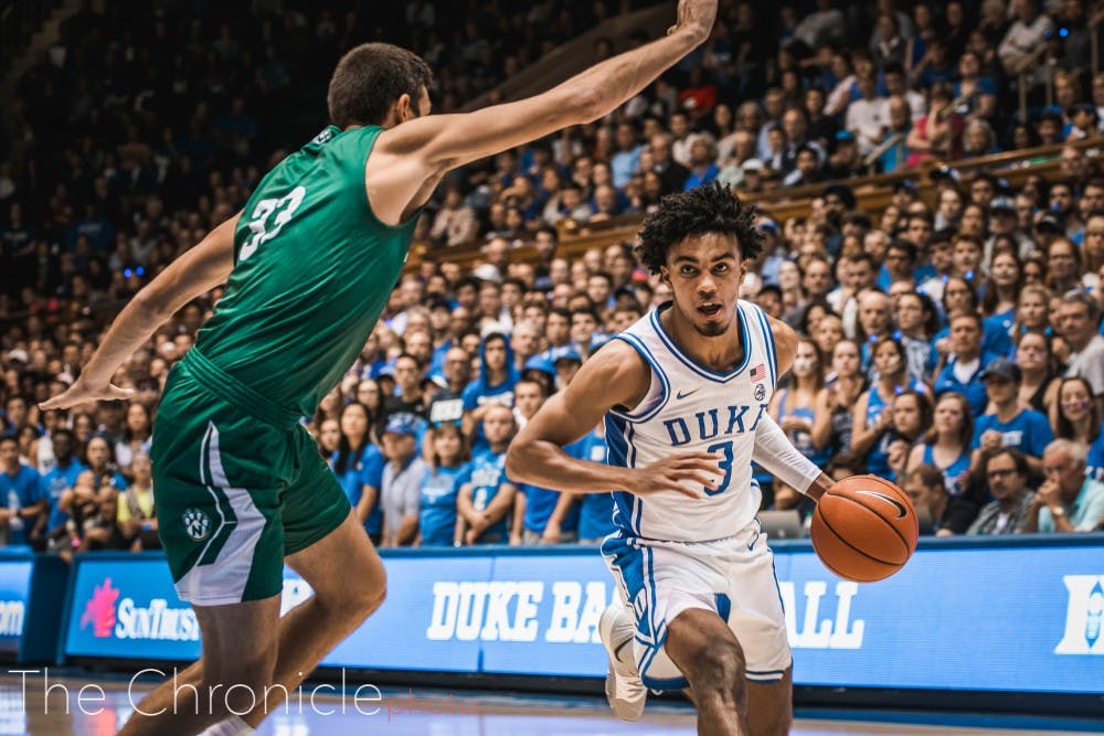 <p>Although Tre Jones' defense continued to shine, his offensive game was limited.</p>