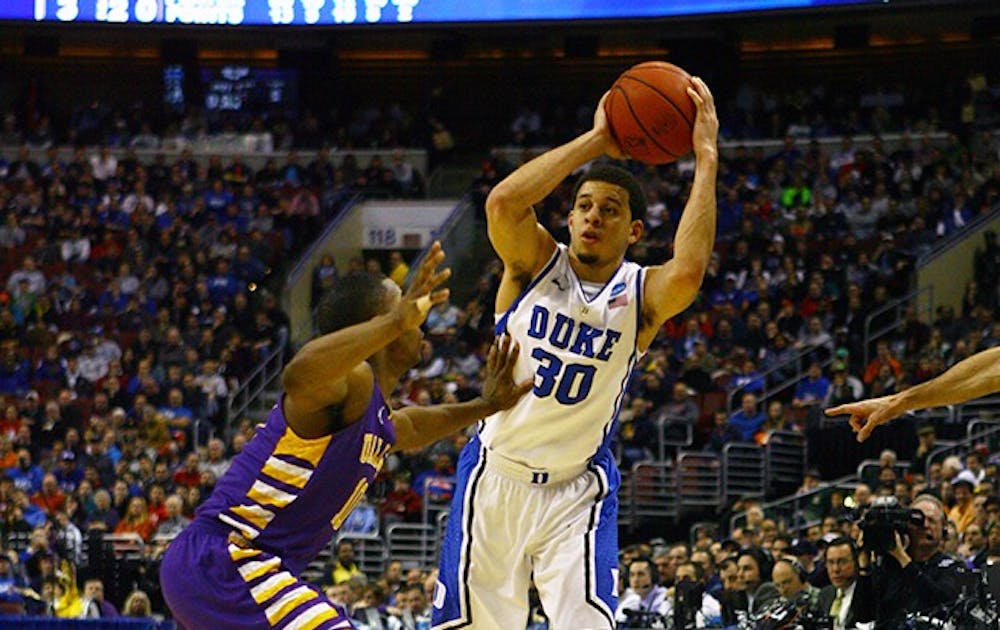 Duke's men's basketball team knocked off 15th-seeded Albany 73-61 in their second-round game of the NCAA Tournament. The Blue Devils were lead by seniors Seth Curry and Mason Plumlee, who scored 26 and 23 points, respectively.