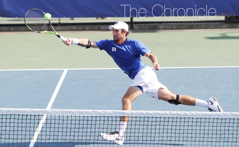 <p>Sophomore Catalin Mateas is playing his best tennis of the year and cruised to a win at No. 1 singles Friday.&nbsp;</p>