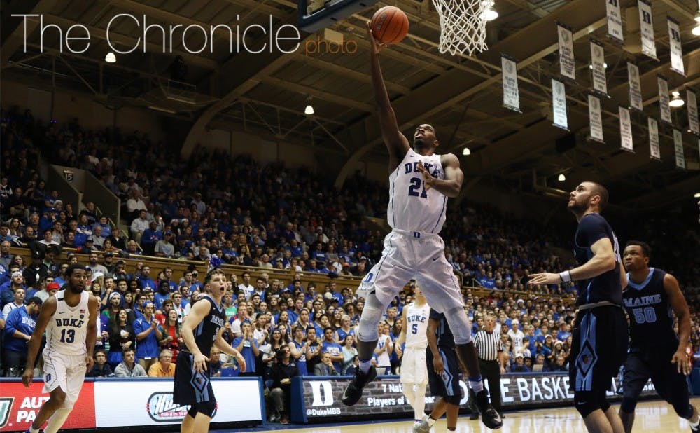 <p>Graduate student Amile Jefferson will seek another double-double Monday night.&nbsp;</p>