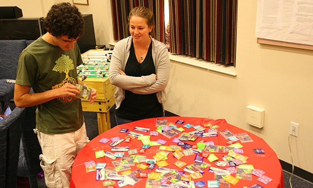 Free condoms were available in order to encourage safe sex at the “Sex and the Sukkah” event, which discussed Judaic attitudes toward sex, at the Freeman Center for Jewish Life Monday.