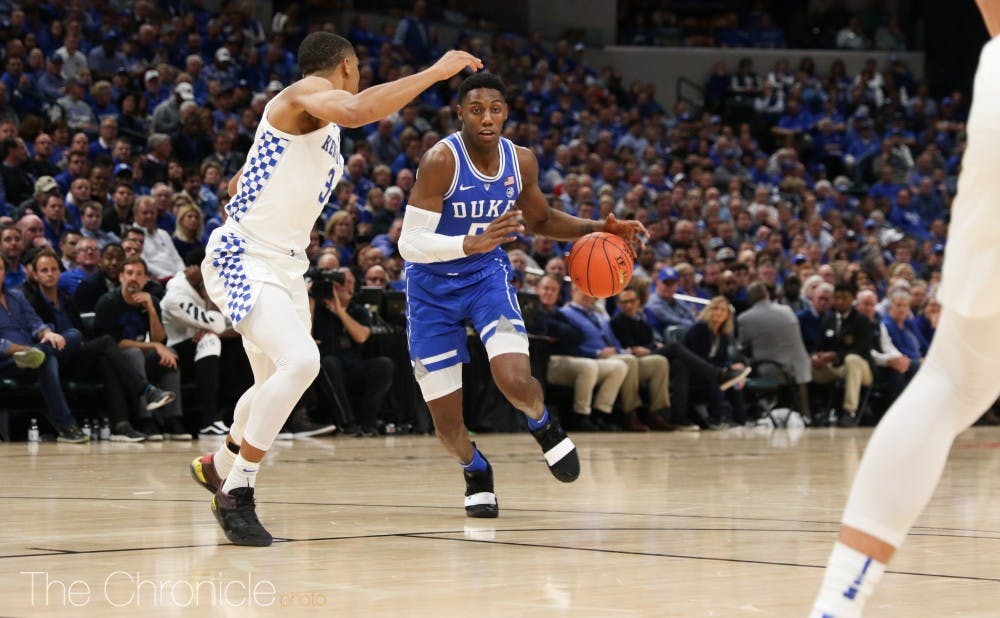 <p>R.J. Barrett will look to build off a 33-point performance in Duke's home opener Sunday.</p>