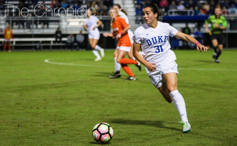 Senior Christina Gibbons put away a penalty kick in the 63rd minute as Duke improved to&nbsp;6-0-1 in ACC play.