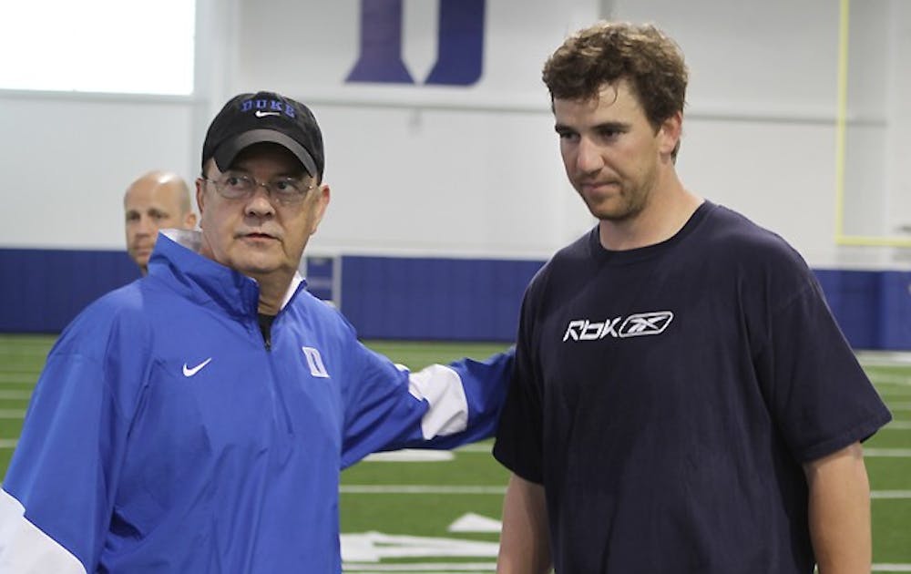 David Cutcliffe has mentored New York Giants quarterback Eli Manning since before his college days.