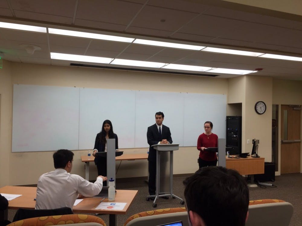 DSG presidential&nbsp;candidates debated campus issues Friday.