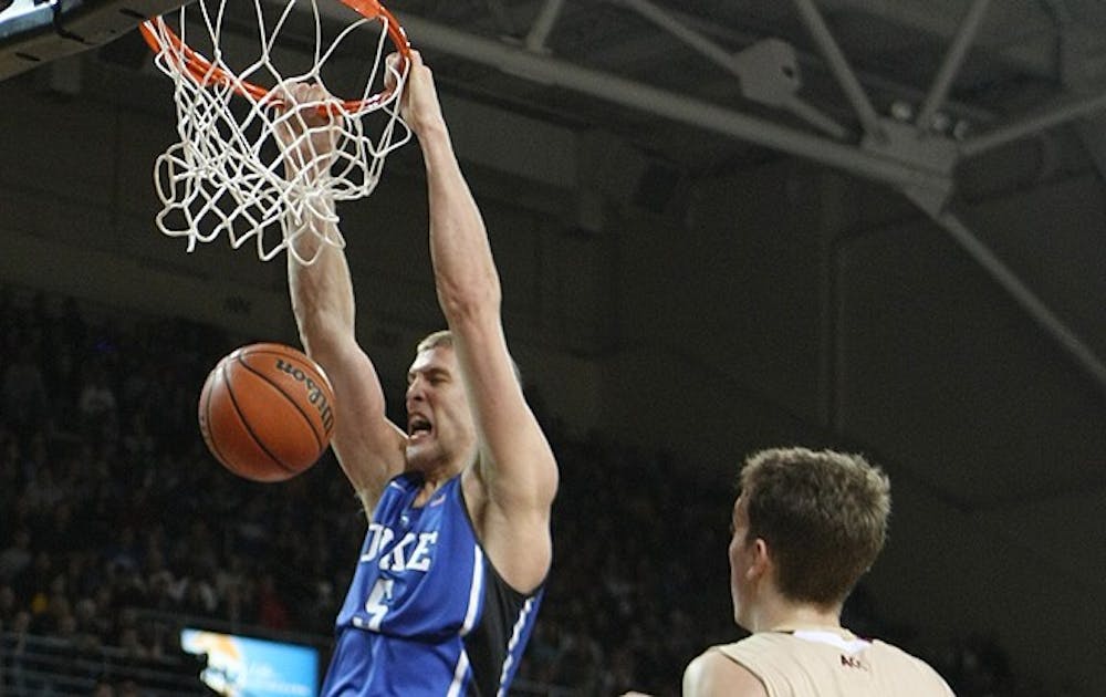 Mason Plumlee recorded a double double with 19 points and 10 rebounds in Duke's narrow win against Boston College.