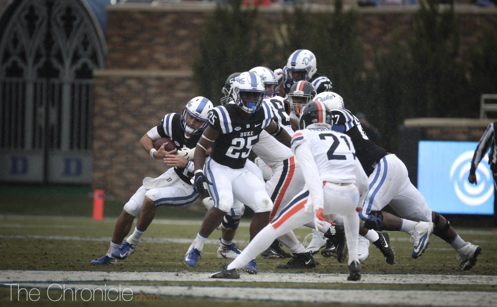 <p>Although Daniel Jones logged 240 passing yards, he was inefficient and unable to help the Blue Devils find any sort of offense rhythm.</p>