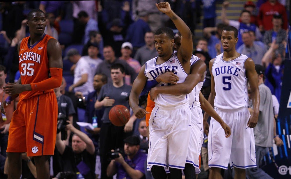 Duke survived another near-collapse to Clemson and advanced to face N.C. State in tomorrow's ACC tournament semifinals.