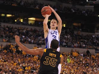 Senior guard Jon Scheyer scored 23 points Saturday night, more than West Virginia's three guards combined, in Duke's 21-point Final Four victory.