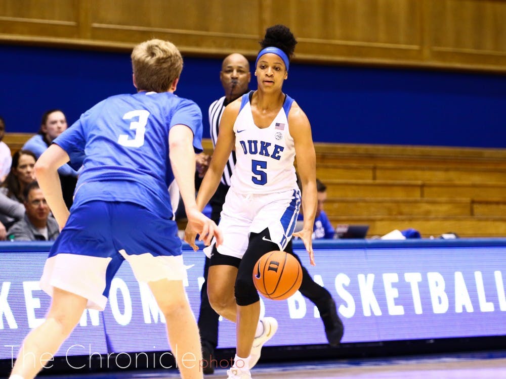 Leaonna Odom impressed in the Blue-White scrimmage, playing as a point forward.