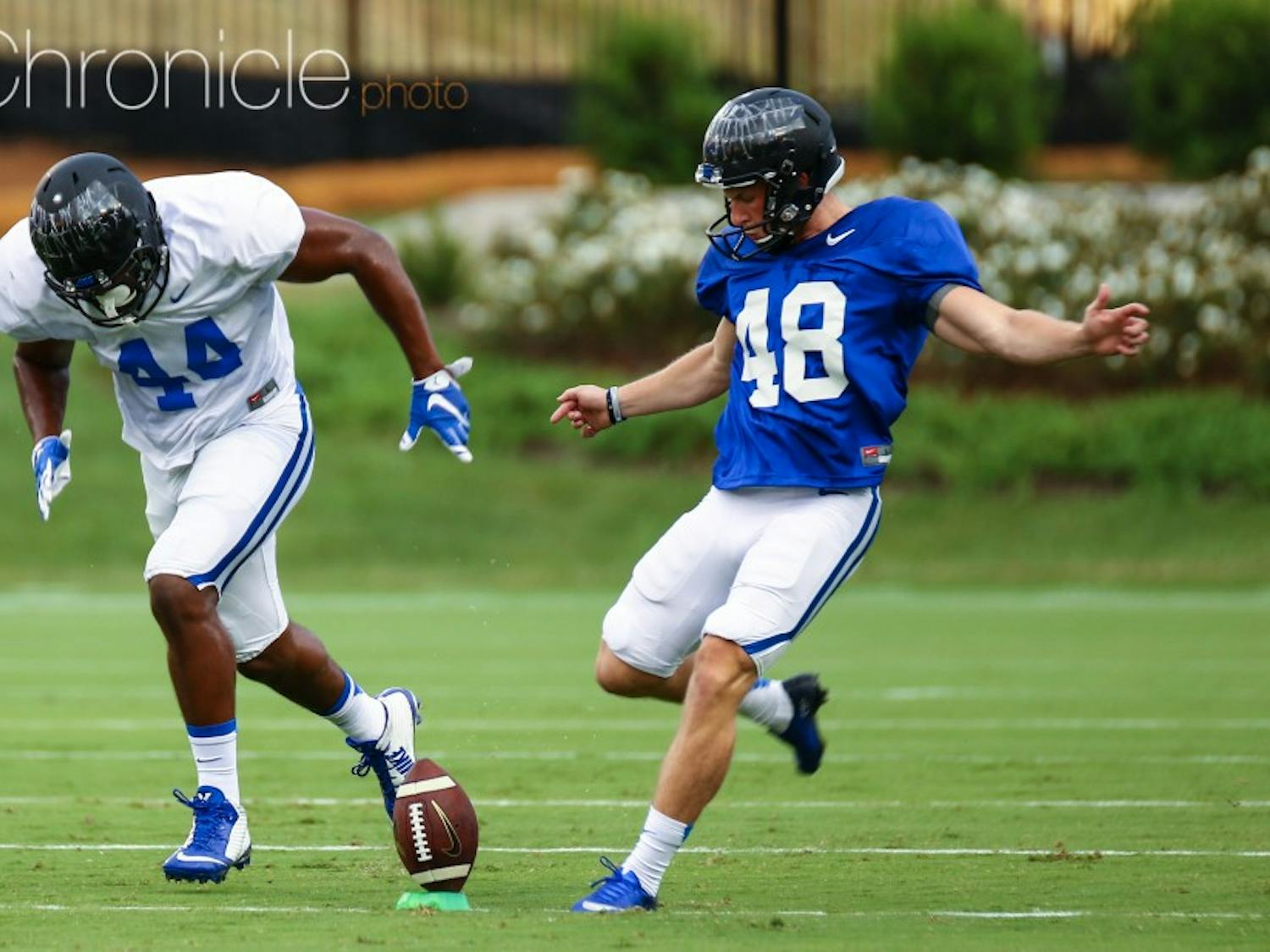 True freshman A.J. Reed is expected to be Duke's starting kicker this year, but senior Danny Stirt is also contending for the job in fall camp.