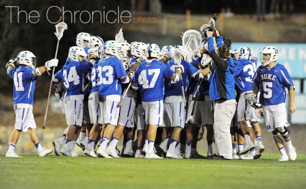 <p>The Blue Devils celebrated after knocking off North Carolina for the first time since&nbsp;2014.&nbsp;</p>