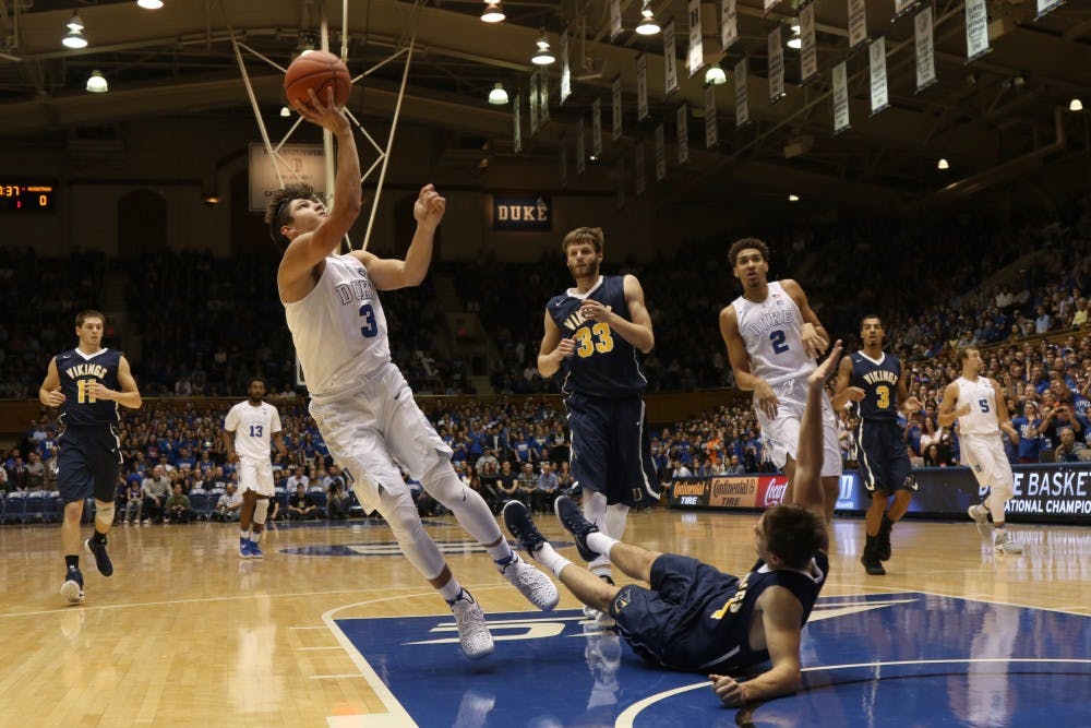 Junior guard Grayson Allen struggled from the field but was still one of four Blue Devils in double figures early in the second half.&nbsp;