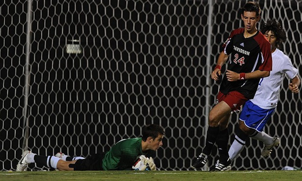 Sophomore goalie James Belshaw will be tested by Karo Okiomah, who has scored 11 goals this year.