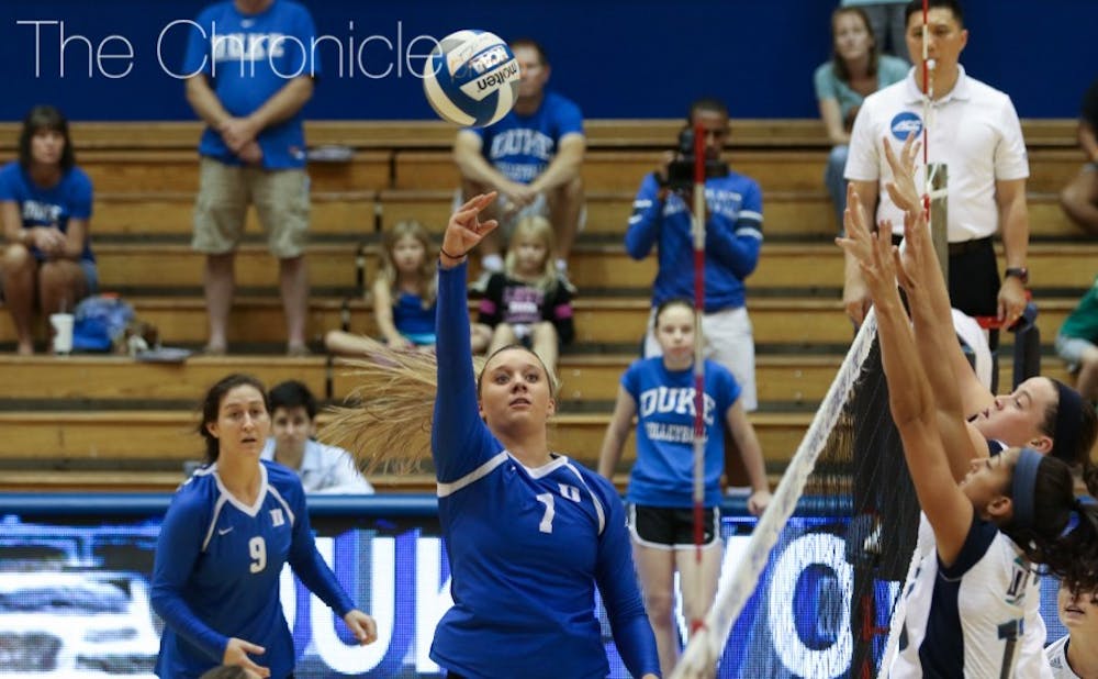 <p>Sophomore&nbsp;Leah Meyer's 15 kills were not enough in Duke's gut-wrenching, five-set defeat against TCU Friday night.&nbsp;</p>