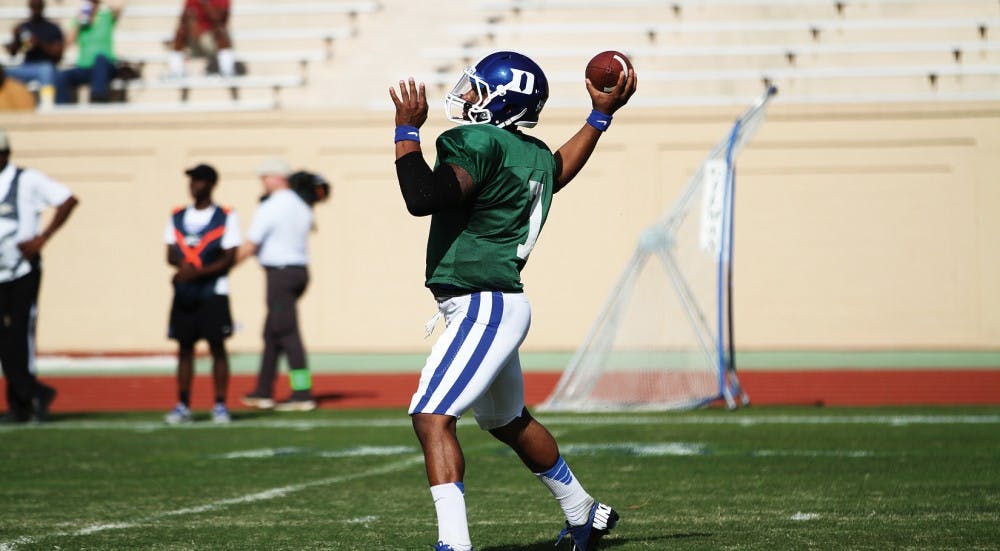 Despite two early interceptions, Anthony Boone showed a strong connection with his receivers in Duke's Spring Game.