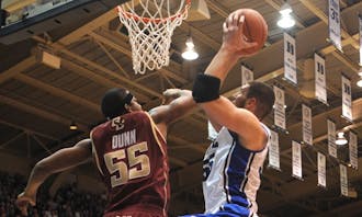 Center Brian Zoubek and the rest of the Duke front line controlled the boards against Boston College Wednesday.