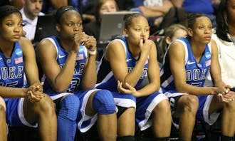 The collegiate careers of Jasmine Thomas, Karima Christmas and Krystal Thomas came to a close Tuesday night at the hands of the Huskies, who beat the Blue Devils by 30-plus points for the second time this season. Jasmine Thomas had 17 points, but Duke couldn’t stop Maya Moore, who led Connecticut with 28 points.