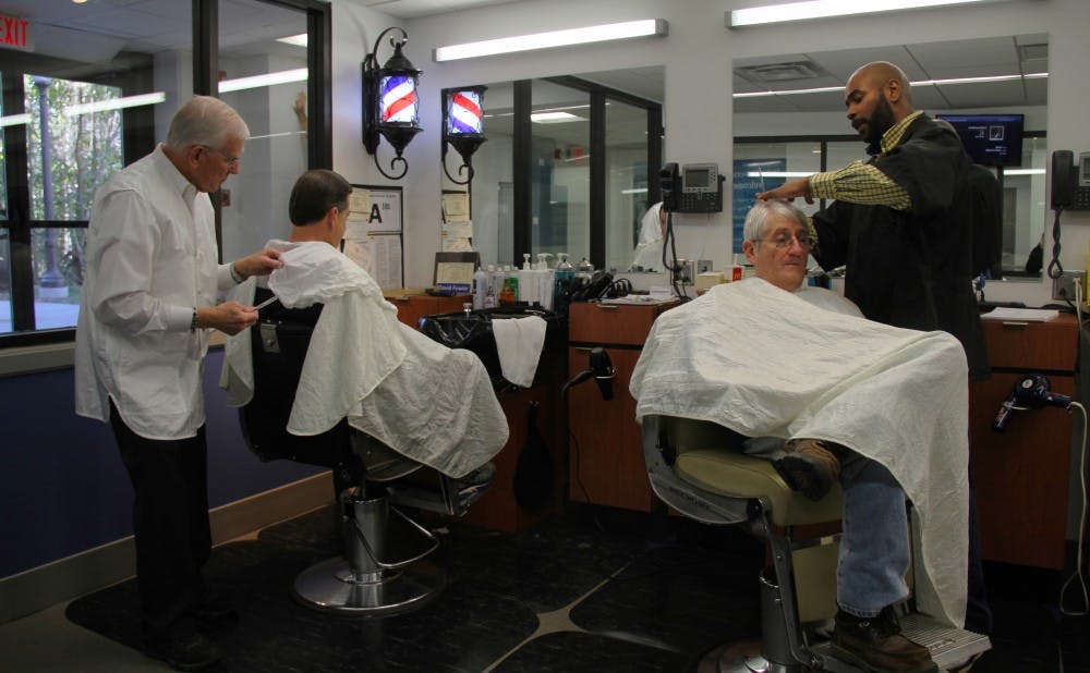 The barbershop is now located on the bottom floor of the Bryan Center.