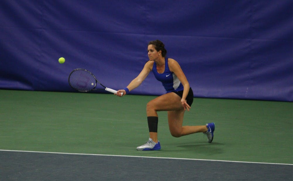 Senior Ester Goldfeld led the Blue Devils by winning her fifth straight match and is now one away from capturing win No. 100.