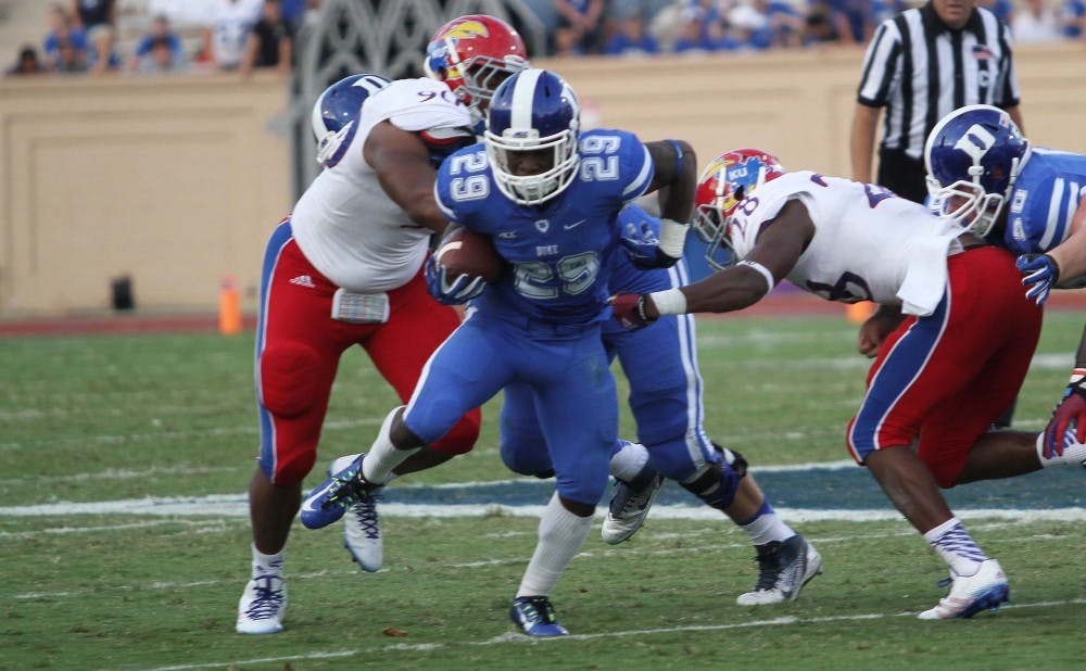 Duke head coach David Cutcliffe said after Saturday’s scrimmage that he was hopeful some of his injured players—like running back Shaun Wilson—would return to the field soon.