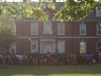 Students rallied recently for changing the name of Carr Building.