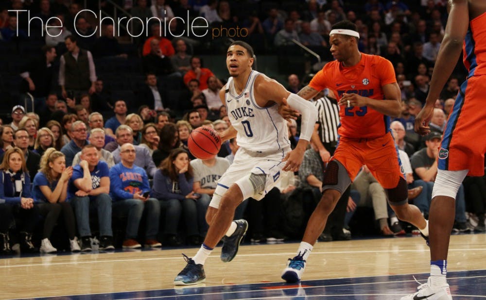 <p>Jayson Tatum sparked Duke's run to take control against Florida and scored 16 of his 22 points in the second half Tuesday.</p>