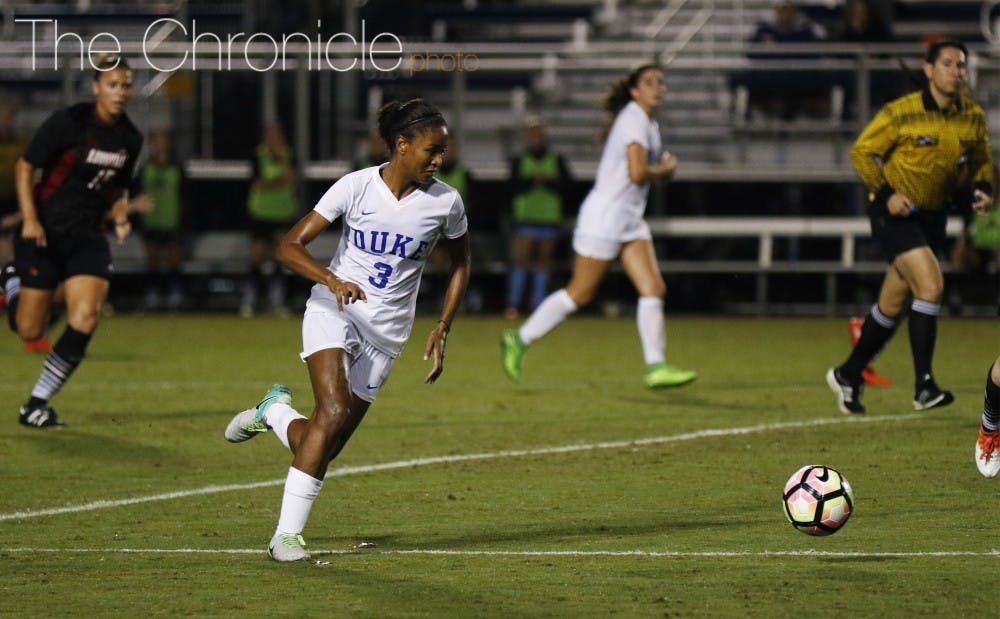 <p>Imani Dorsey scored her second goal in two games to seal the Blue Devils' victory Friday.</p>