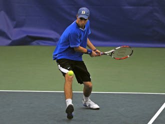Chris Mengel, the nation’s 17th-ranked singles player, rallied from a first-half deficit to win his match 6-3, 6-1.