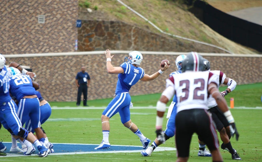 Redshirt junior Thomas Sirk tossed for 315 yards and three touchdowns to lead Duke's offensive attack Saturday as the Blue Devils cruised past their crosstown neighbors from N.C. Central, 55-0.