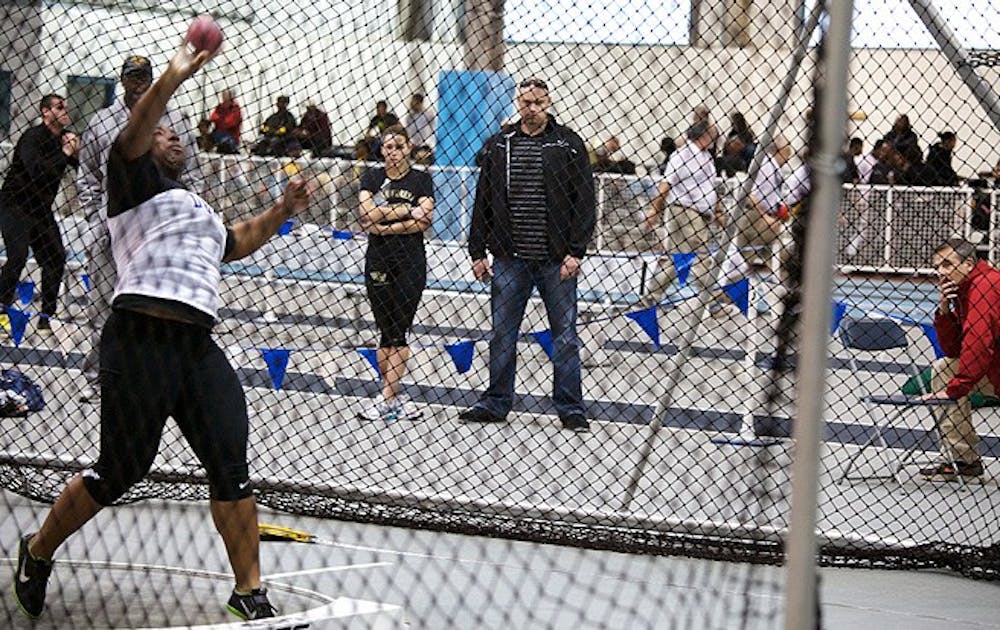 Sophomore Michelle Anumba won the shot put with her throw of 17.18m, a new program record.
