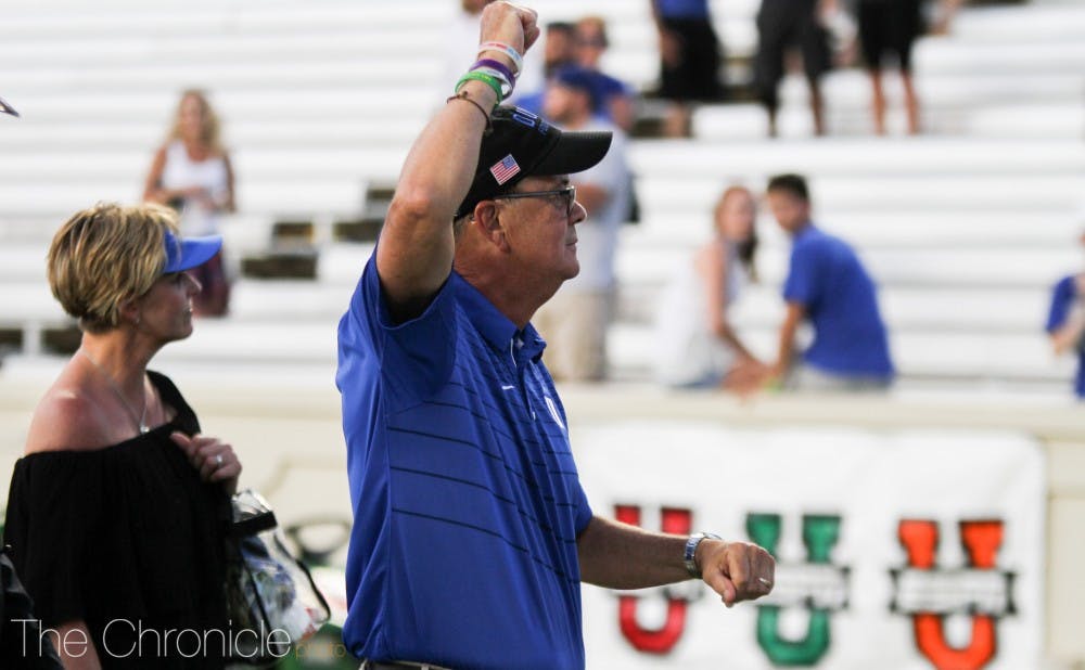 David Cutcliffe, in his 10th year at Duke, became the 19th active FBS coach with 100 career wins Saturday afternoon.