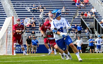 Junior Mitch Russell had a pair of goals Saturday as the Blue Devils opened up a 12-2 first-half lead.&nbsp;
