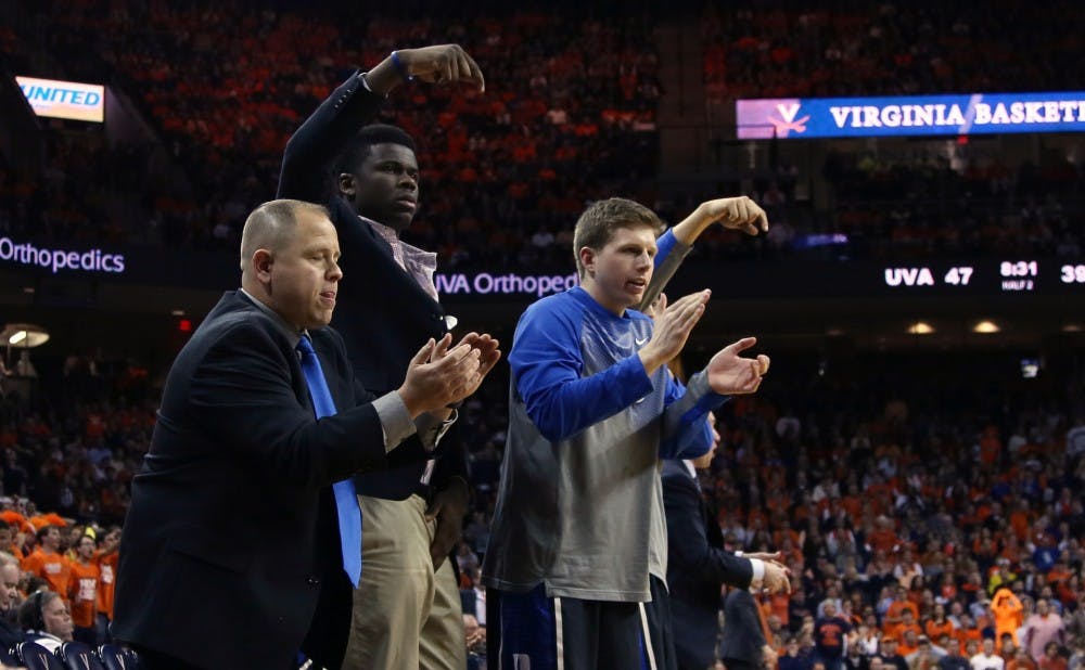 The Duke bench had plenty to cheer about down the stretch Saturday.