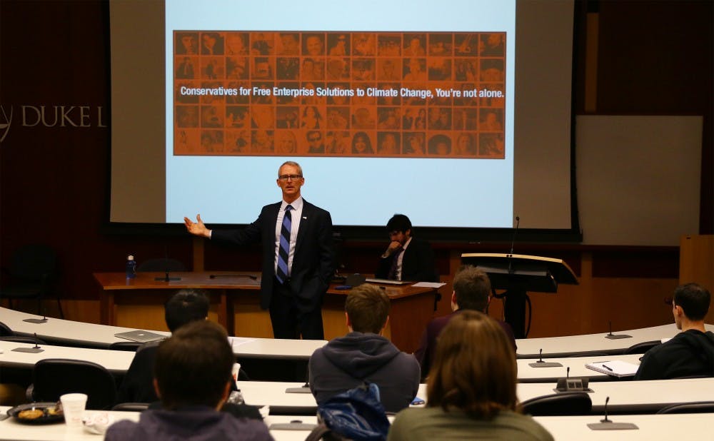 Former&nbsp;U.S. Rep. Bob Inglis, Trinity '82, argued that free market principles could be used to address climate change in a talk Thursday.
