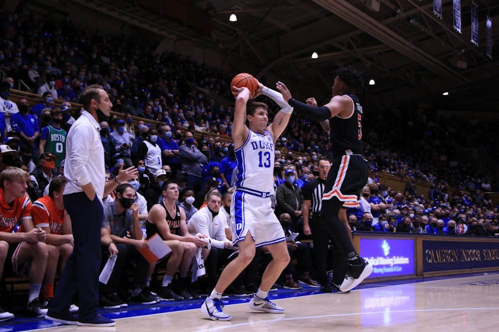 Joey Baker scored 11 points, all during the second half, to help Duke beat Campbell. 
