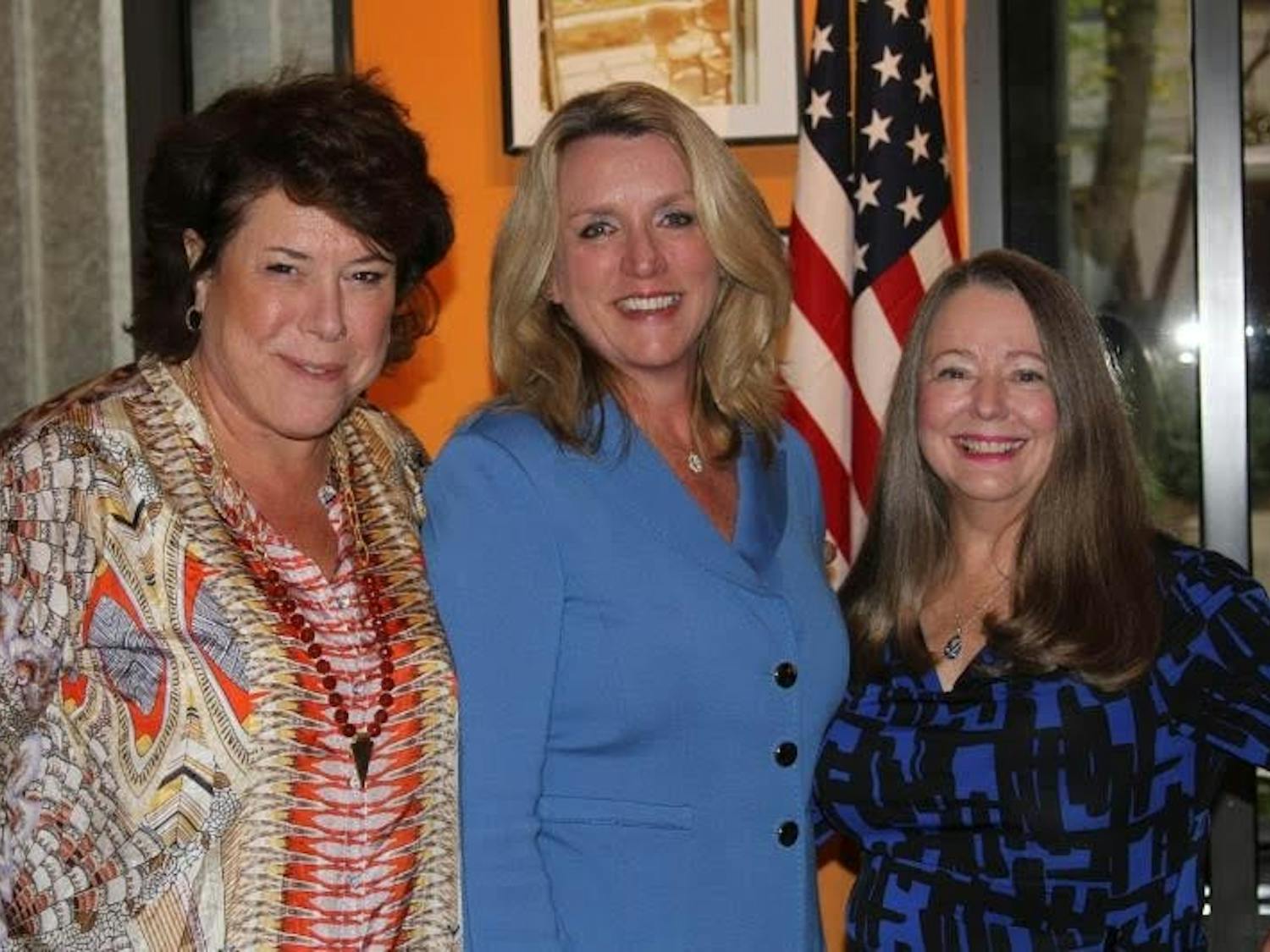 Deborah Lee James (middle) is one of the highest ranking Duke alums in government as secretary of the Air Force. She gave an address during a luncheon hosted by Duke Campus Club Monday.