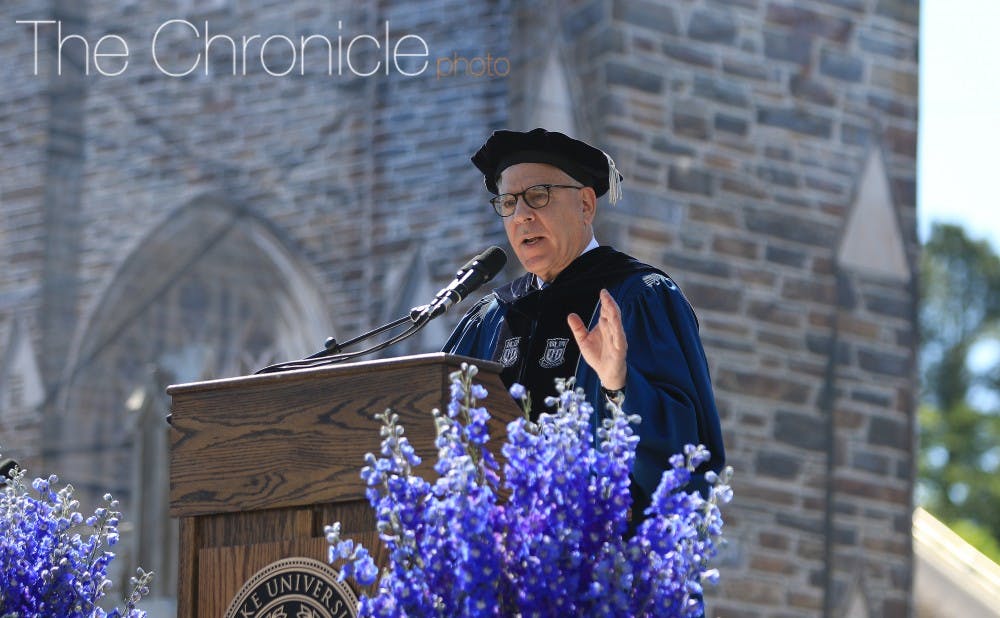 <p>David Rubenstein, Trinity '70 and chair of the Board of Trustees, gave the commencement address Sunday.&nbsp;</p>