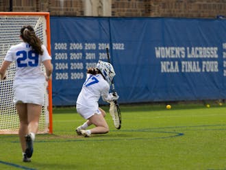 Kennedy Emerson makes a save during Duke's win against Louisville.