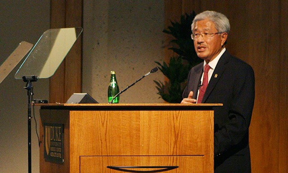 Dr. Victor Dzau, chancellor for health affairs and president and CEO of the Duke University Health System spoke on the state of Duke Medicine Monday.