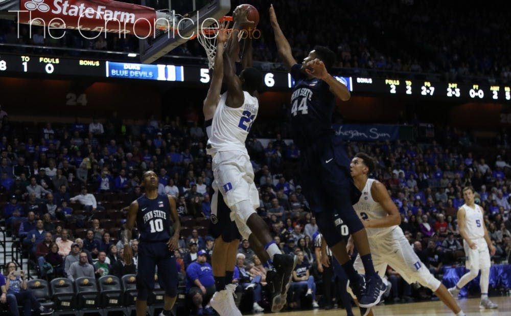 <p>Amile Jefferson held his own as Duke's only healthy threat left in the post, posting a double-double with 16 points and 15 rebounds.</p>