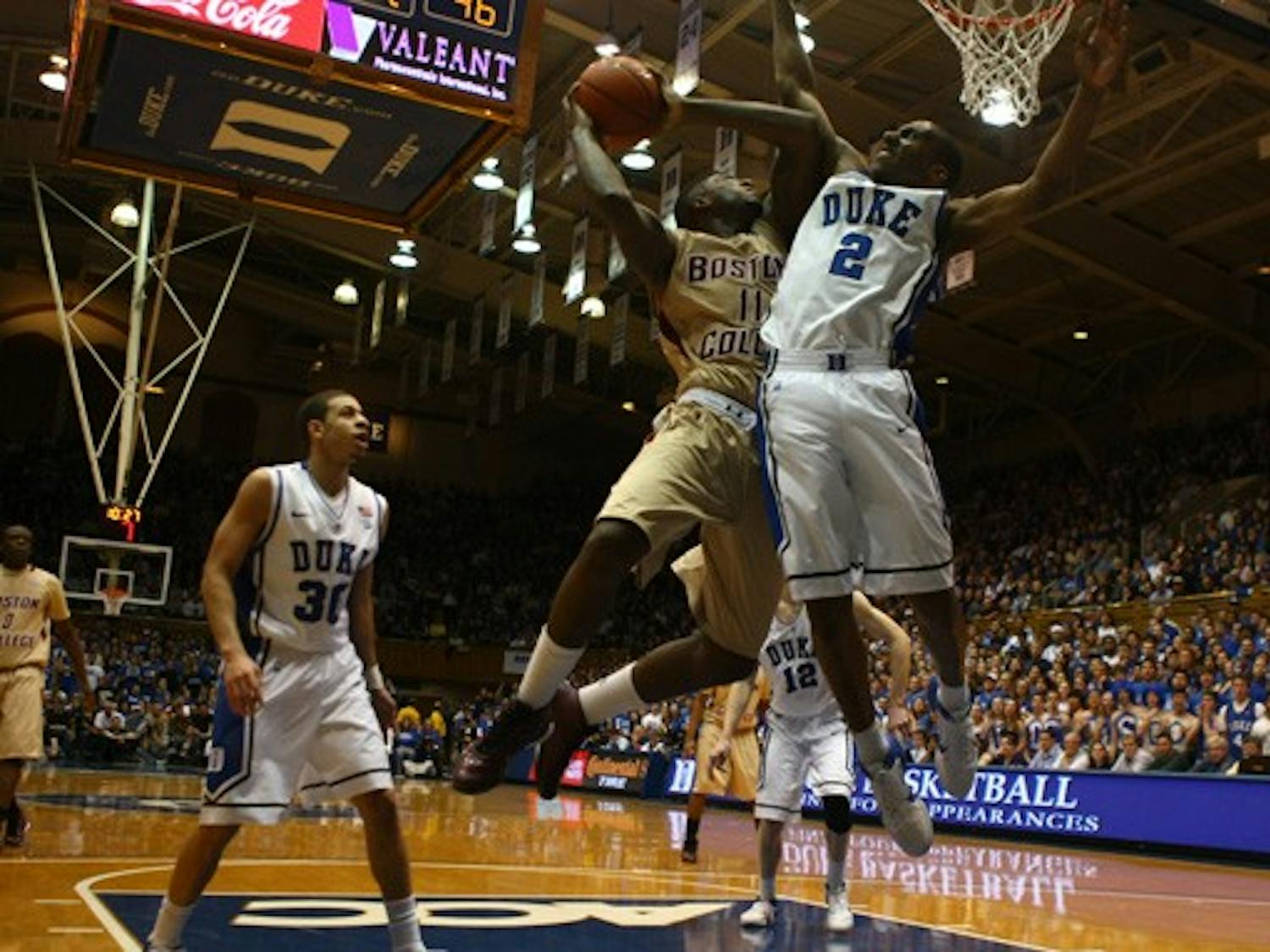 Senior Nolan Smith scored a game-high 28 points on 10-for-20 shooting from the field against Boston College. The Blue Devils defeated the Eagles 84-68 Thursday night in Cameron Indoor Stadium.