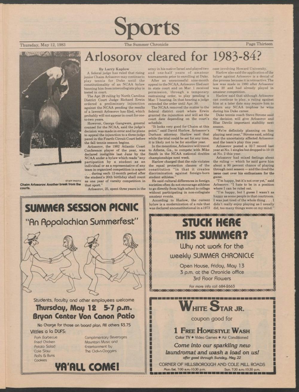<p>1985 Duke graduate&nbsp;Chaim Arlosorov was only eligible for three years of college tennis due to an odd NCAA rule.&nbsp;</p>