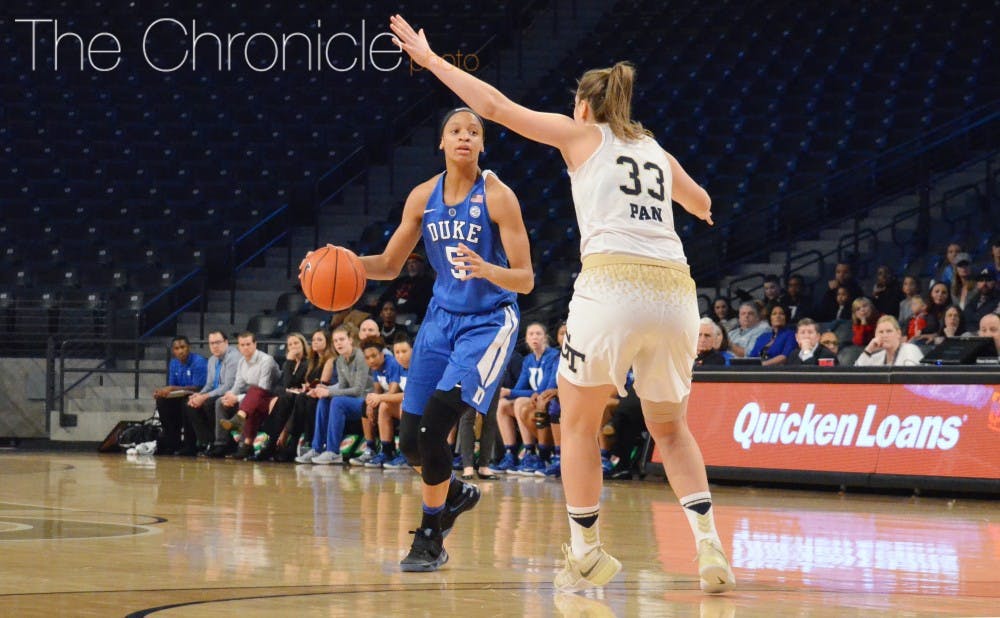 <p>Freshman Leaonna Odom and the Blue Devils could move into the top 10 with a win Sunday.&nbsp;</p>
