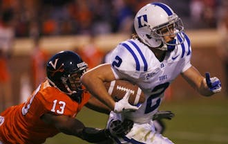 Duke wide receiver Conner Vernon is one catch away from breaking the ACC record for career receptions.
